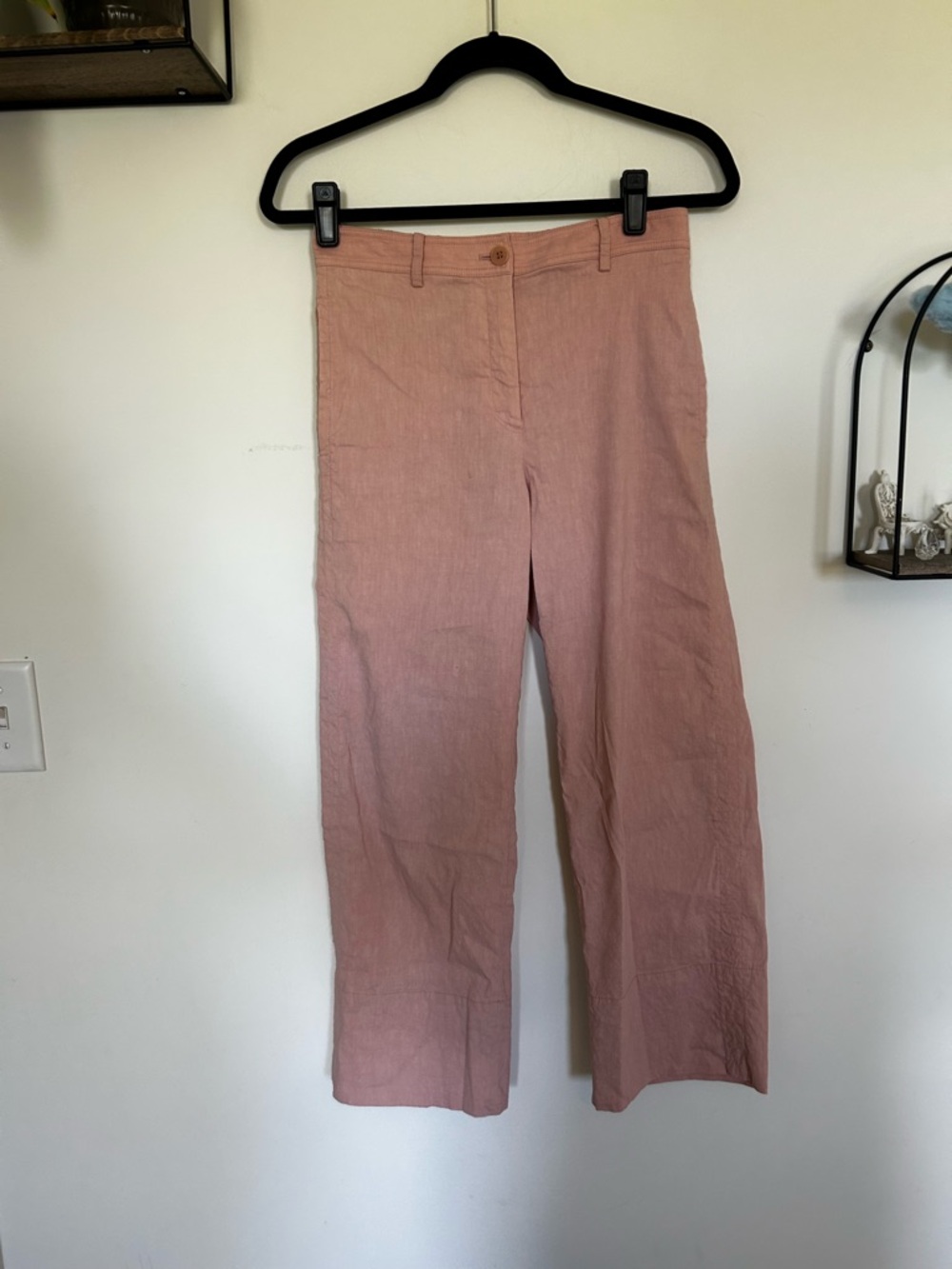 Theory Light Pink Linen Blend Wide Leg Trouser Pants Size 0